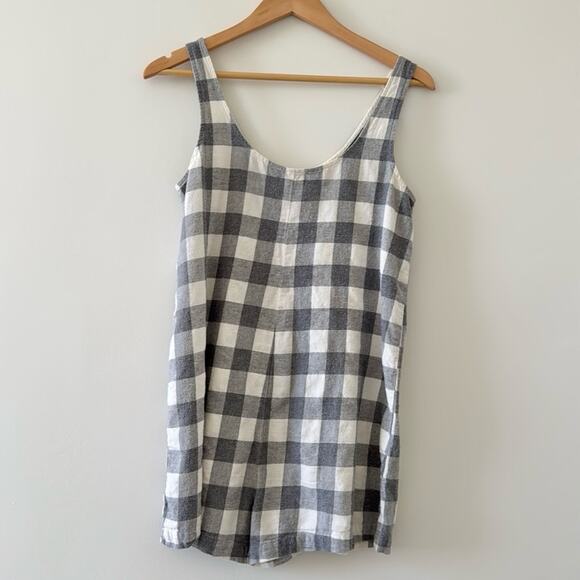 Madewell Embroidered Flannel Pajama Romper 100% Cotton Buffalo Check Grey XS - Picture 6 of 8